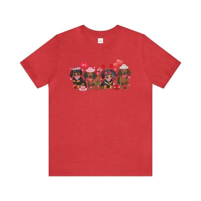 Dachshund Dog Valentine Day Unisex Jersey Short Sleeve Tee